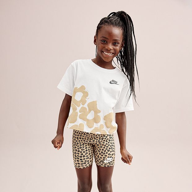 Girls 4 6x Nike Floral Boxy T shirt Biker Shorts Set