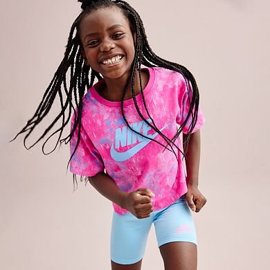 Girls 4-6x Nike Printed Boxy Graphic Tee & Biker Shorts Set