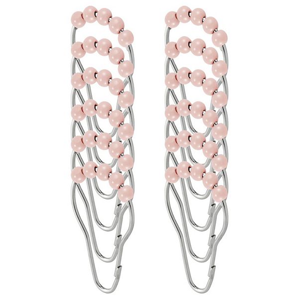 mDesign Steel Metal EasyGlide Roller Ball Bathroom Shower Curtain