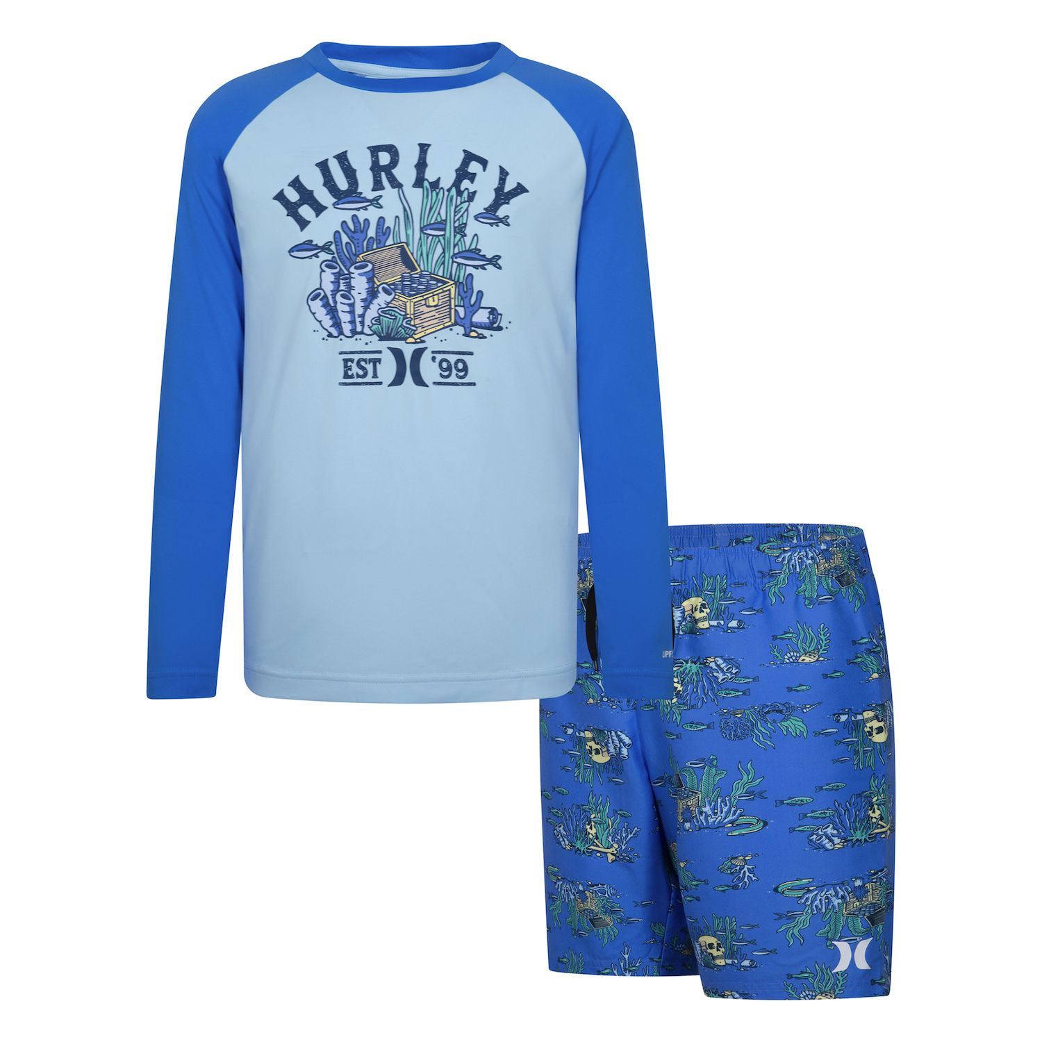 Hurley Boy's Long Sleeve Dri-Fit UPF 50+ Swim Shirt  Black 14 16