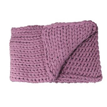 Mulberry Purple Cable Knit Plush Throw Blanket 50" x 60"