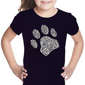 Dog Paw - Girl's Word Art T-shirt