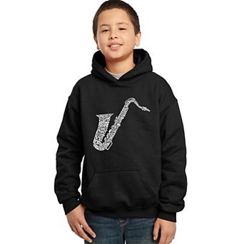 Sax - Boy's Word Art Hooded Sweatshirt