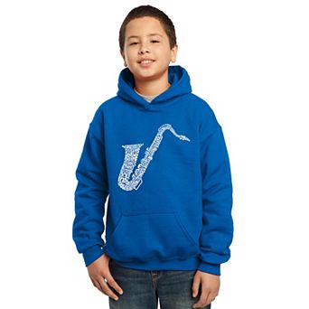 Sax - Boy's Word Art Hooded Sweatshirt
