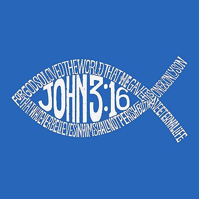 John 3:16 Fish Symbol - Boy's Word Art Hooded Sweatshirt