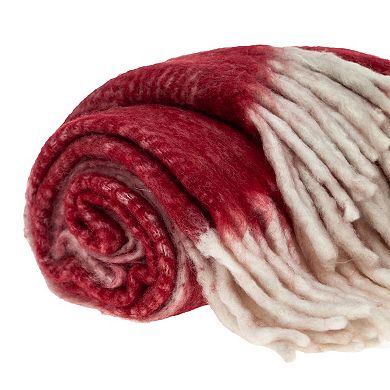 Red and White Transitional Handloom Throw Blanket 52" x 67"