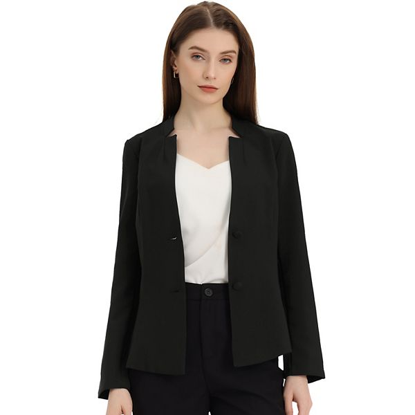 Notched Collar Blazer for Women's Long Sleeve Two Buttons Suit Office ...