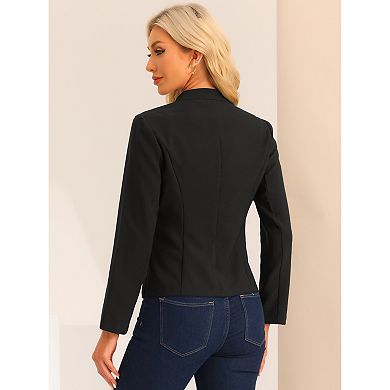 Notched Collar Blazer For Women's Long Sleeve Two Buttons Suit Office Work Blazers