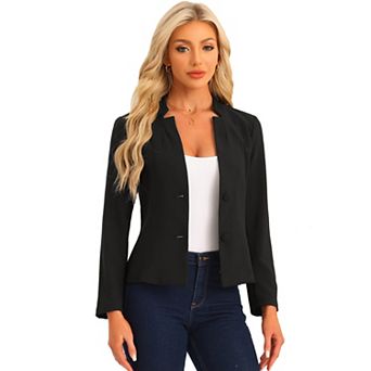 Notched Collar Blazer For Women's Long Sleeve Two Buttons Suit Office Work Blazers
