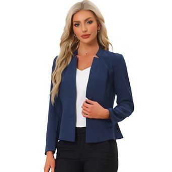 Notched Collar Blazer for Women's Long Sleeve Two Buttons Suit Office Work Blazers