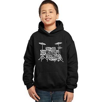 Drums - Boy's Word Art Hooded Sweatshirt