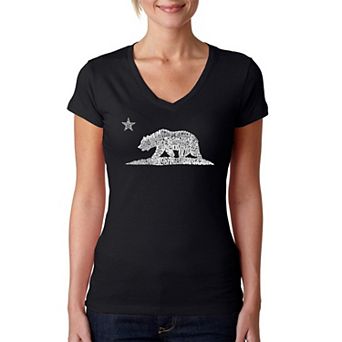 California Bear - Women's Word Art V-Neck T-Shirt