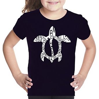 Honu Turtle - Hawaiian Islands - Girl's Word Art T-shirt