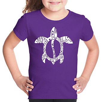 Honu Turtle - Hawaiian Islands - Girl's Word Art T-shirt