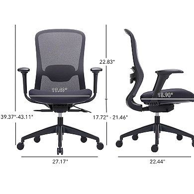 KIRIN Ergonomic Mid-Back Mesh Office Chair with Adjustable 4D Armrests, Slide Seat, Tilt Lock