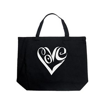 Large Word Art Tote Bag - Script Love Heart