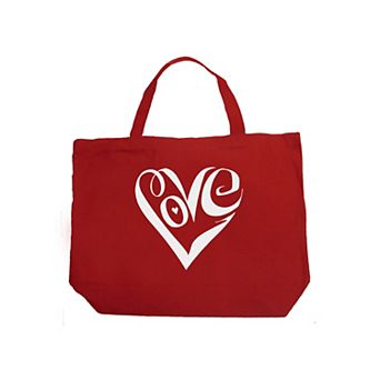 Large Word Art Tote Bag - Script Love Heart