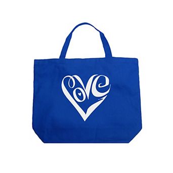 Large Word Art Tote Bag - Script Love Heart