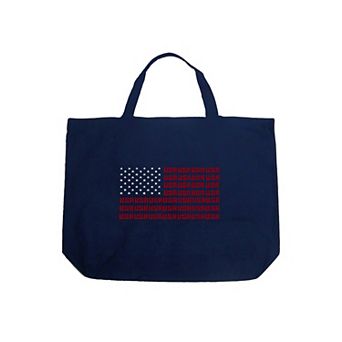 Large Word Art Tote Bag - USA Flag