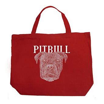 Large Word Art Tote Bag - Pitbull Face