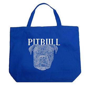 Large Word Art Tote Bag - Pitbull Face
