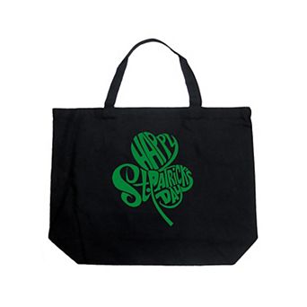 Large Word Art Tote Bag - St. Patrick's Day Shamrock