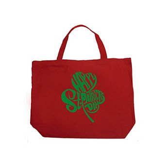 Large Word Art Tote Bag - St. Patrick's Day Shamrock