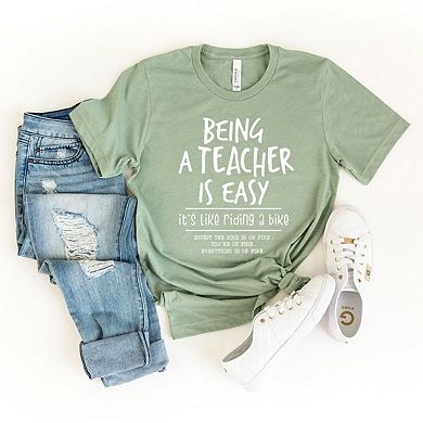 Being A Teacher Is Easy Short Sleeve Graphic Tee