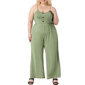 Plus Size Overall for Women Camisole Sleeveless Rompers Jumpsuits with Pockets 2023