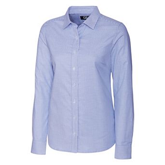 Cutter & Buck Stretch Oxford Stripe Womens Long Sleeve Dress Shirt