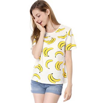 Women's Short Sleeves Pumpkin Banana Printing Casual T-Shirt