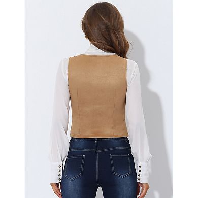 Women's Faux Suede Vest Lace Up Party Sleeveless Jacket