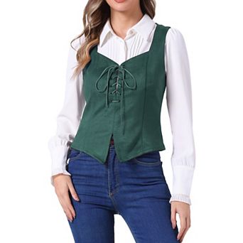Women's Faux Suede Vest Lace Up Party Sleeveless Jacket