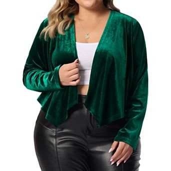 Plus Size Velvet Cardigan for Women Long Sleeve Open Front Lightweight Casual Sweater