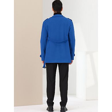 Men's Overcoat Double Breasted Notch Lapel Trench Coat With Belt