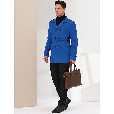 Men's Overcoat Double Breasted Notch Lapel Trench Coat With Belt