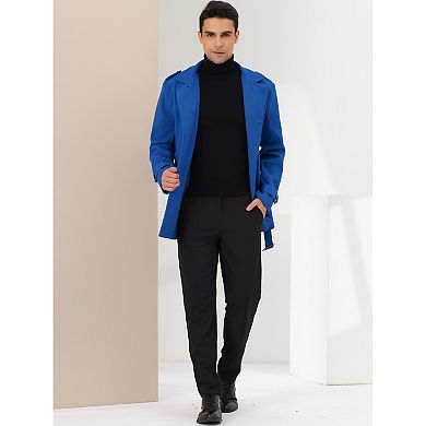 Men's Overcoat Double Breasted Notch Lapel Trench Coat With Belt