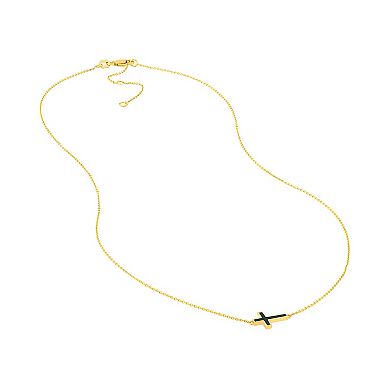 Color Romance 14k Gold Enamel Sideways Cross Necklace