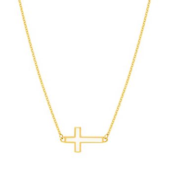Color Romance 14k Gold Enamel Sideways Cross Necklace