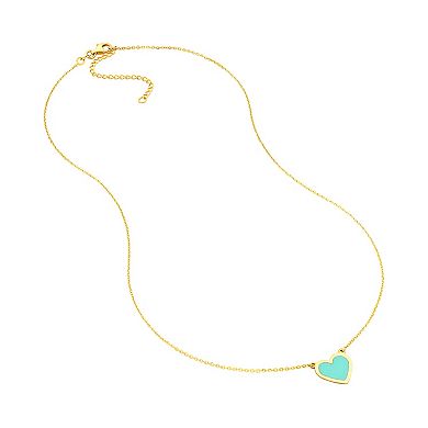 Color Romance 14k Gold Turquoise Enamel Heart Adjustable Necklace