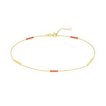 Color Romance 14k Gold & Enamel Bar Alternating Station Anklet