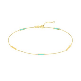 Color Romance 14k Gold & Enamel Bar Alternating Station Anklet