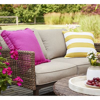 Sonoma Goods For Life® Fringe Trim Solid Outdoor Throw Pillow