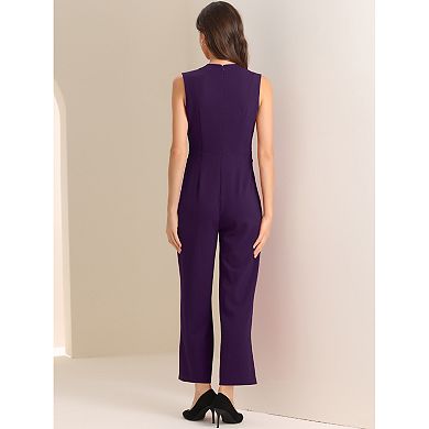 Women's Jumpsuit Sleeveless V Neck High Waist Wide Leg Romper