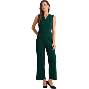Women's Jumpsuit Sleeveless V Neck High Waist Wide Leg Romper
