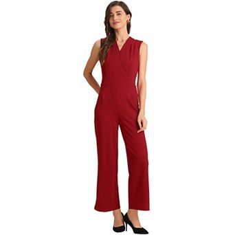 Women's Jumpsuit Sleeveless V Neck High Waist Wide Leg Romper