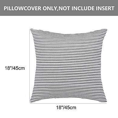 Woven Striped Lumbar 2 Pack Throw Pillow Cover Set Rectangle Farmhouse 18" x 18"