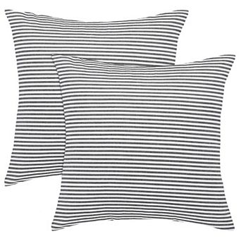 Woven Striped Lumbar 2 Pack Throw Pillow Cover Set Rectangle Farmhouse 18" x 18"