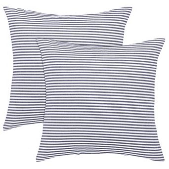 Woven Striped Lumbar 2 Pack Throw Pillow Cover Set Rectangle Farmhouse 18" x 18"