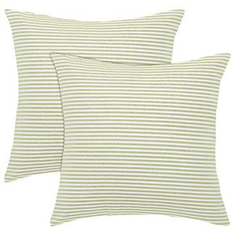 Woven Striped Lumbar 2 Pack Throw Pillow Cover Set Rectangle Farmhouse 18" x 18"